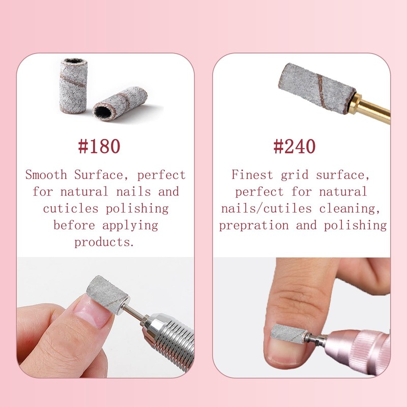 100Ps Small Sanding Bands for Nail Drill, 180/240 Fine Grit