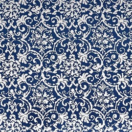 RSH DECOR: Tufted Adirondack Chair Cushion | 42.5” x 21” | All-Weather Spun Fabric | Water and Fade-Resistant | Outdoor Cushion for Patio Furniture | Navy Affair Scroll