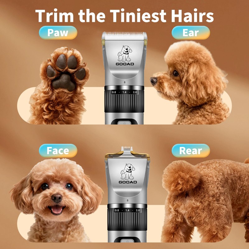 Gooad Pet Grooming Clippers with Paw Trimmer for Dogs &