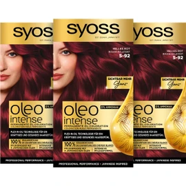 SYOSS Oleo Intense Permanente Öl-Coloration 5-92 helles Rot mit pflegendem Öl ohne Ammoniak, 3er Pack (3 x 115 ml)