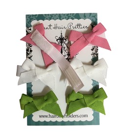 HAIR BOWS Made with self fasteners for Baby Girl - BEST BABY SHOWER GIFT - Pigtail Sets Small Bows Traditional Mini Bows Blue White Green Yellow Hot Pink Light Pink Red Lavender Small Soft Baby Bows, Tiny Bows for Pigtails