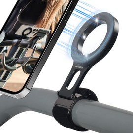 Magnetic Phone Holder for Stroller Bar, Compatible with MagSafe (Strong Magnet) - 180° Adjustable for Gym, Home Fitness Bikes, Shopping Cart, with Adjustable Strap, All Phone (Magnetic Ring Included)