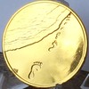 Foot Prints in The Sand Gold Tone Medallion Spiritual Chip