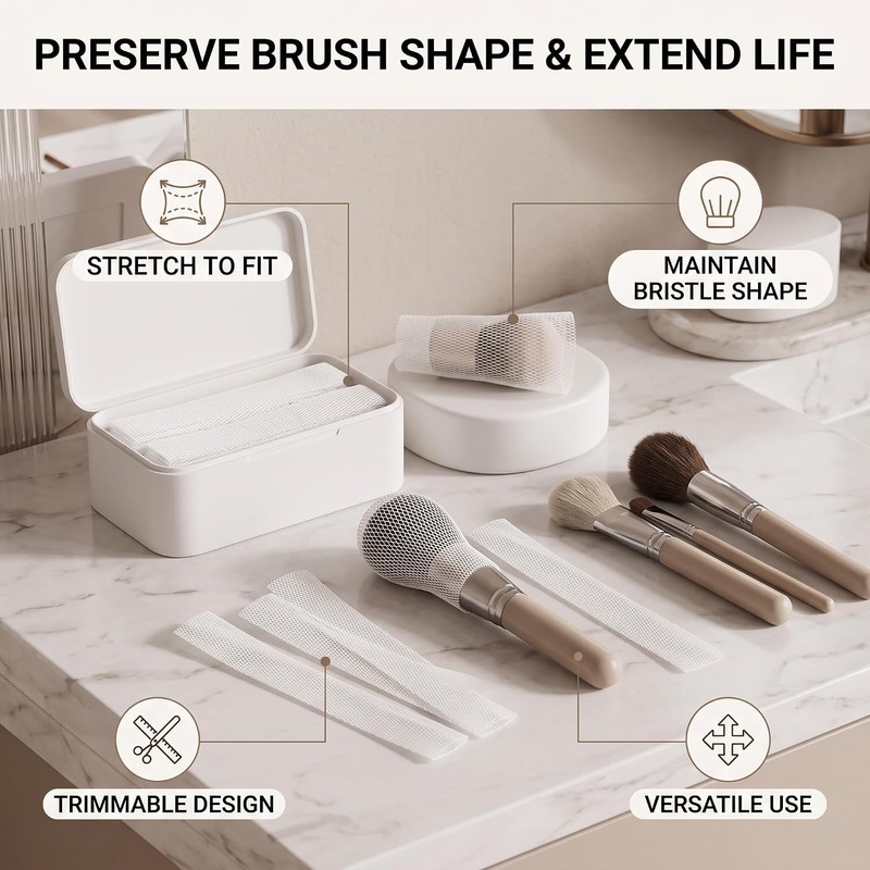 100 Uds brocha de maquillaje Mesh Pro Protector de brocha