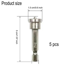 WADY 5 Pcs Magnetic Positioning Screwdriver Bits, Drywall Screw Setter PH2 Bits for Plasterboard Sheetrock Screw 1/4 Inch Hex Shank Positioning Bit Batch Head, 50mm Screws Positioning Bit Batch Head