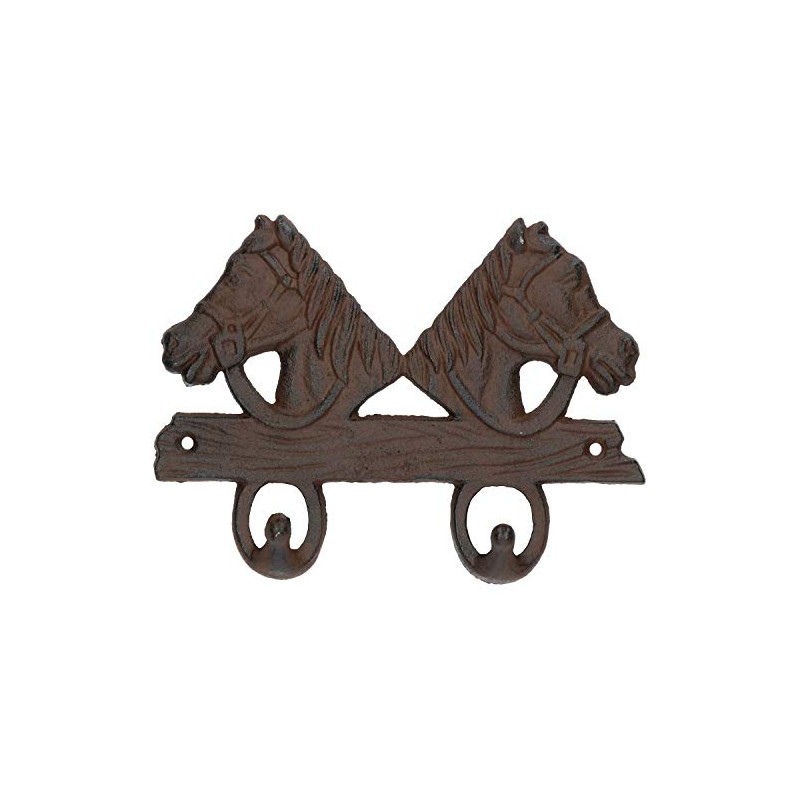 AB Tools Cast Iron Rustic Two Horse Coat Hook Home