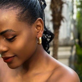 Chunky Gold Hoop Earrings for Women Gold Plated Earrings 925 Sliver Hoop Earrings Dupes Hypoallergenic Earrings Statement Trendy Earrings for Girls Gift Jewelry Gold