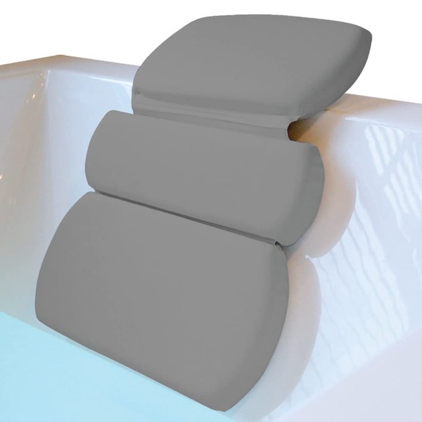 Gorilla Grip Bath Pillow, Slip Resistant Waterproof Bathtub Head Neck Support, Relaxing Spa Essentials, Soaking Tub Cushion Accessories, Fits Curved or Straight Back Tubs Strong Suction, Gray