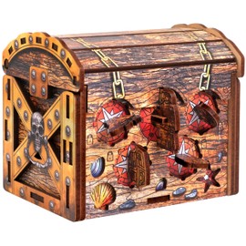 ESC WELT Pirate Treasure Chest - Secret Lock Gift Box - 3D Wooden Puzzle - Money and Jewelry Brain Box - Teens & Adults Educational IQ Game