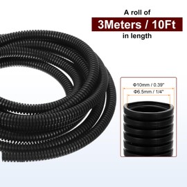 sourcing map Wire Loom Tubing 3-meter - 6.5mm, Wire Conduit Hose Cord Protector Cable Sleeves Flexible Electrical Wire Cover