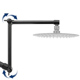 NearMoon Adjustable Shower Arm, Extension Arm Universal Connection, Rise or Lower Shower Head, Adjust Height/Angle to Upgrade Shower Experience, Anti-Leak, 16 Inch (Matte Black)