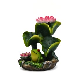 Fantasy Gifts Frog Under Lily Pads and Flower Backflow Incense Burner