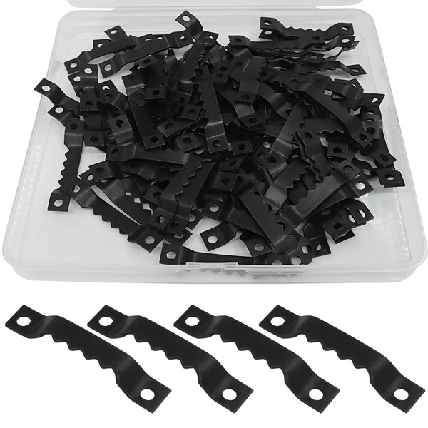 Waziaqoc 50 Pack Small Swatooth Picture Hangers, Black Metal Picture