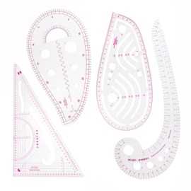 YUESUO Sewing Rulers 4 Style French Curve Metric Shaped Ruler Set, Clothing Paterning Bendable Plastic Sewing Ruler for Clothing Plate Making Drawing, Suitable for Designers, Pattern Maker and Tailors