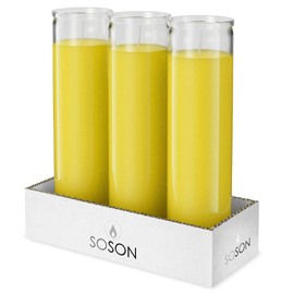 Simply Soson Citronella Candle - Citronella Scented Devotional Glass Jar Candles Yellow - 2x8 inch - 3 Pack - Outside Candles for Garden Yard Balcony, Summer Camping