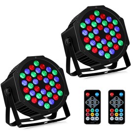 YeeSite 36LEDs RGB Stage Lights 2Pack - 36W Par Lights Sound Activated Remote & DMX Control by Corded Electric Uplights for Events Church Wedding Club Band Music Dance Show DJ Party Lighting