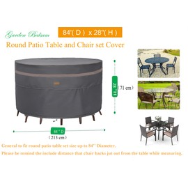 Garden Balsam Heavy Duty Waterproof Patio Furniture Covers,Fade Resistant Round Outdoor Table and Chair Covers Large Round 84"Diax28"H Dark Grey