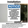 Due To Insurance Purposes Customers OSHA Notice Vinyl Decal Label