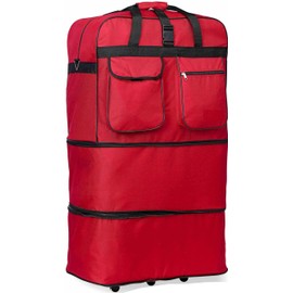 Eshion Expandable Rolling Duffle Bag Wheeled Spinner Suitcase Luggage,30/36/40 Inch (40 Inch, Red)