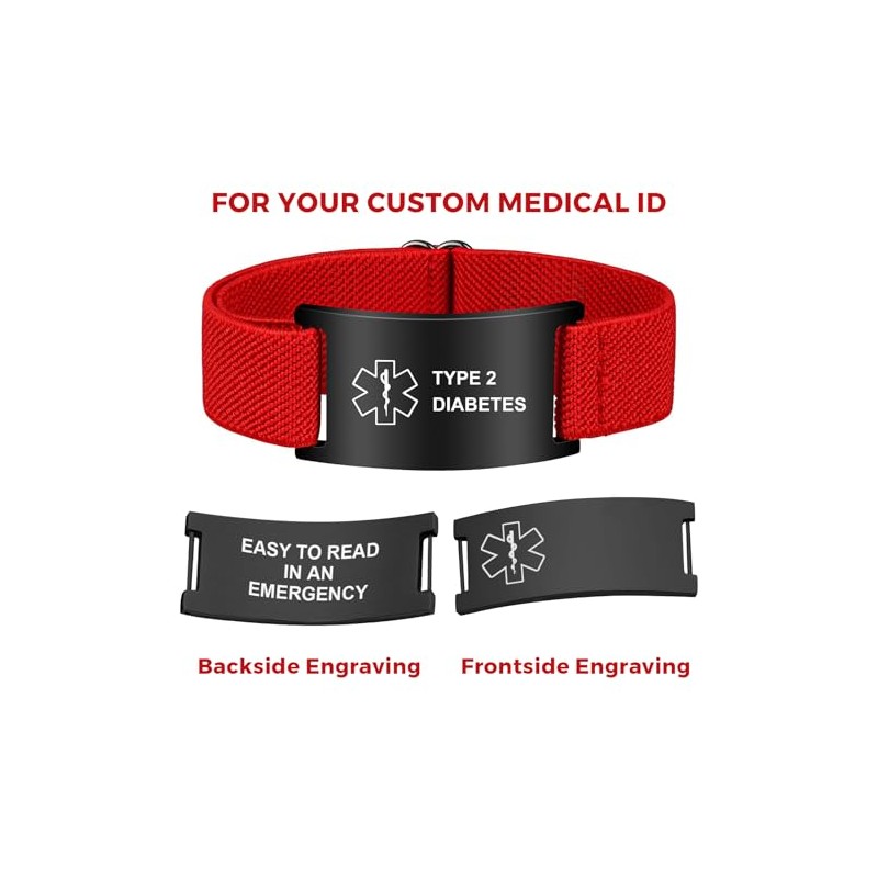 Pulsera personalizada de alerta médica, pulsera de identificación de acero