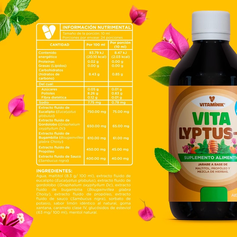 Vitaminik Vitalyptus-D, Jarabe para Tos Sin Azúcar 240 ml |