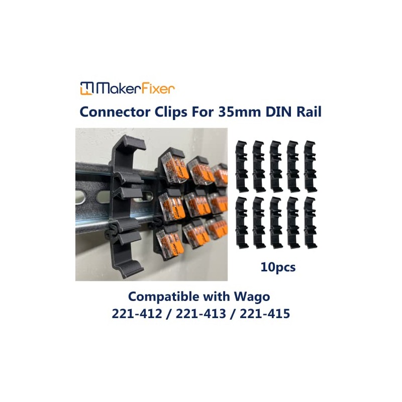 10pcs DIN Rail Mounts for Wago 221 Connectors 3D Printed