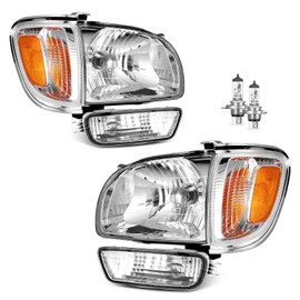 KarSpareHub Headlights Assembly for 2001 2002 2003 2004 Toyota Tacoma Headlights Replacement with Corner Parking Signal Lights+Bumper Light and Bulbs