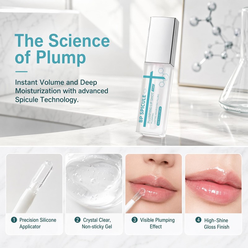 BP Spicule Lip Plumper Gloss, Vitamin E Hydrating Plumping Shot