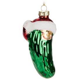 BRUBAKER Cucumber Christmas - Hand-Painted Glass Christmas Bauble - 12 cm Tree Bauble Christmas Cucumber Green - Christmas Decoration - Mouth-Blown Christmas Tree Decoration - Figure Funny Decoration