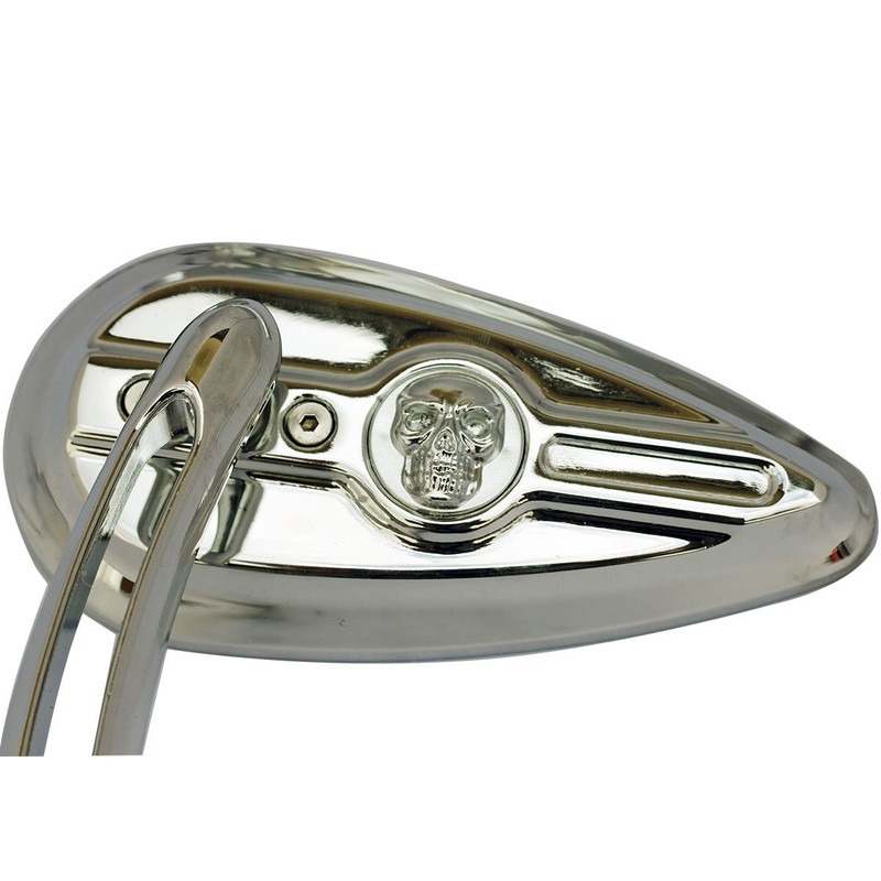 MotorToGo CNC Chrome 3D Skull Tear Drop Motorcycle Mirrors for