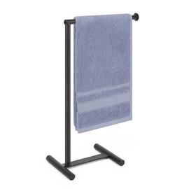 Livabber L-Shape Hand Towel Holder Stand, Metal Hand Towel Rack Modern Countertop Hand Towel Ring Standing Towel Bar for Bathroom Kitchen Vanity (Black)