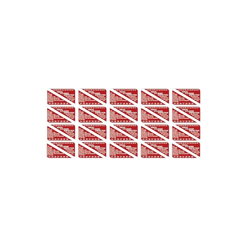 (20 Pack) Visual Inspection Sticker Scuba Tank Diver Years 2024-2030
