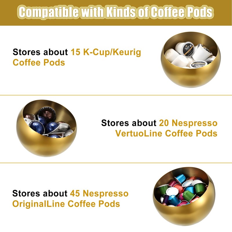 ELLDOO Coffee Pod Holder, Gold Metal Coffee Pod Storage for