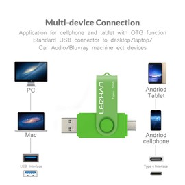 LEIZHAN USB Stick Type C Memory Stick 32GB Flash Drive OTG (On The Go) 2-in-1 USB C Memory Stick for Type-C Smart Phone and MacBook (32GB, Green)