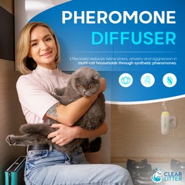 Cat Calming Pheromone Diffuser with Bluetooth Control for Multi-Cat Households—Includes 100 ml Refill; Effective Stress and Behavior Relief; Easy Plug-In Design to Reduce Feline Anxiety and Aggression