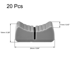 sourcing map Mixing Console Slider Knobs Replacement for Potentiometer Grey Knob Black Mark 24 mm x 11 mm x 10 mm Pack of 20