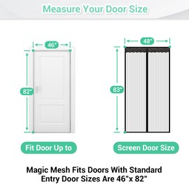 NGreen Reinforced Magnetic Screen Door 48"x 83"- Heavy Duty Mesh Curtain and Full Frame Hook and Loop, Keeps Mosquitoes Out, Toddler and Dog Friendly, No Tools Required (Fits Door Up to 46"W x 82"H)