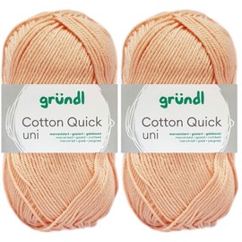 Gründl Cotton Quick Crochet Yarn 100% Cotton 134 Apricot 2 x 50 g