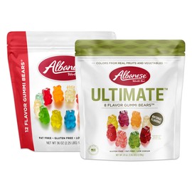 Albanese World's Best Family Share Variety 2 Pack (Ultimate 8 Flavor Gummi Bears, 25 Ounce Bag and 12 Flavor Gummi Bears, 36 Ounce Bag)