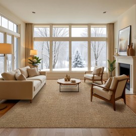 Softlife 4x6 Faux Jute Area Rug, Washable Rugs for Entryway Modern Farmhouse Non-Slip Accent Rug Floor Carpet for Dining Room Living Room Bedroom Kitchen Entryway, Brown