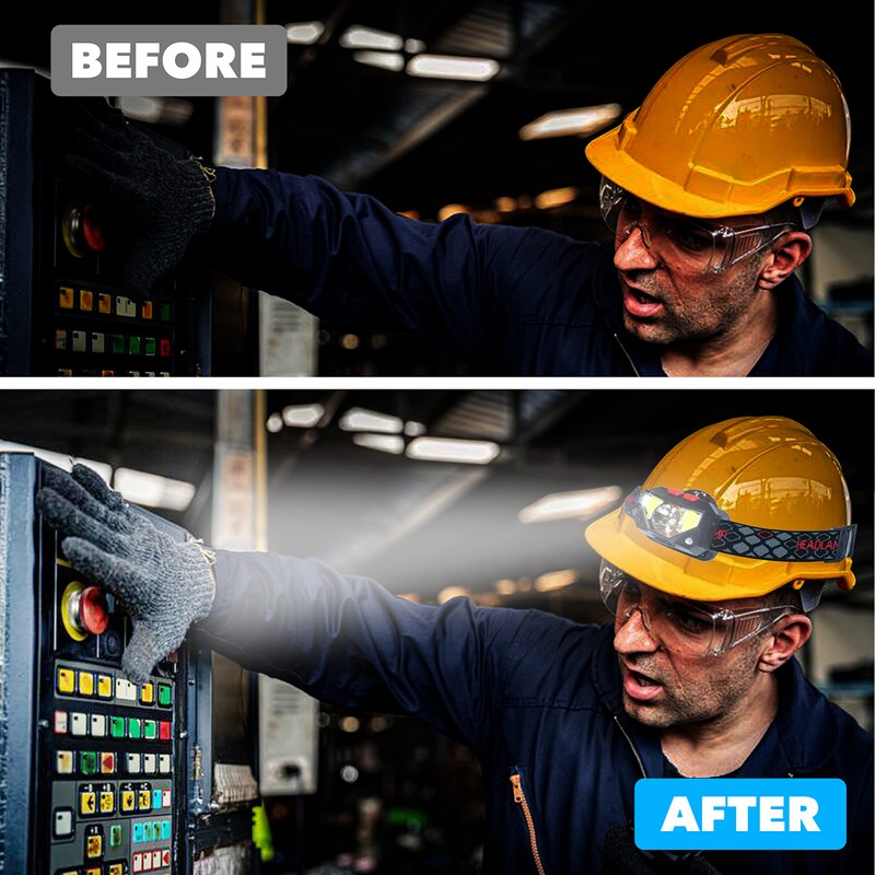 Skywin Hard Hat Light, Headlamp Rechargeable, Lightweight USB, XPG+COB 3