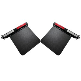 BST BSSP Pair Black Straight Spring Loaded Mud Flap Hanger Bracket with Splash Guard Mudflap 24"x24" for Semi Truck Trailer, 2-1/2'' 2.5'' Bolt Spacing Hanger Kit & Heavy Duty Polymer Mudflaps