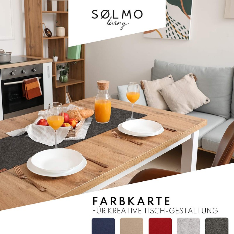 sølmo Designer Felt Table Runner, 100 x 30 cm, Washable, with