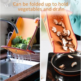 Cutting Board Multi Purpose 6 in 1 Durable and Elegant Cutting Board with Grater, Knife and Sharpner, Sink Drainer for Fruits, Vegetables And Meat Great For Picnic Bonus - (Stainless Steel Knife)