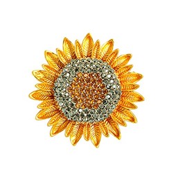 Sunflower Brooches Pin Badge Crystal Honeybee Flower Brooch Memorabilia Decorations Jewelry for Women Girls