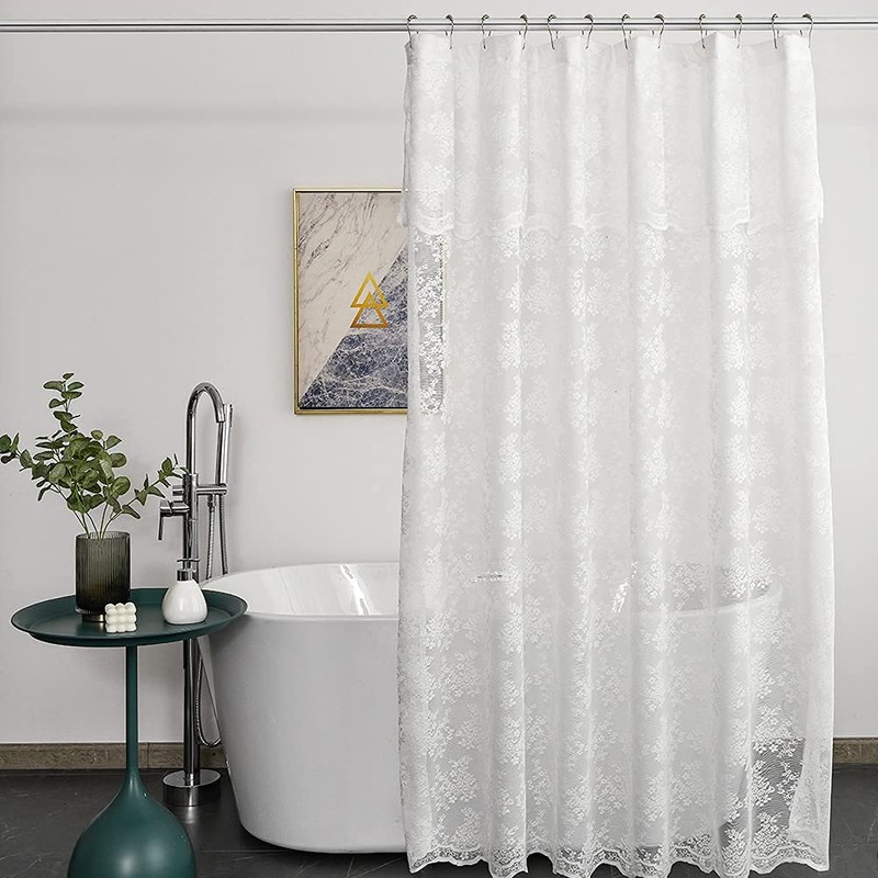 YJ YANJUN White Lace Shower Curtain - Victorian Shower Curtain