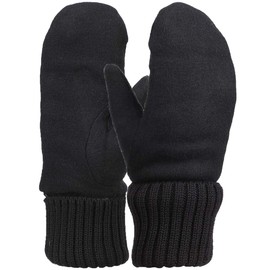 HPONEZJ Women's Winter Gloves Wool Mittens Plush Lining Wool Gloves Double Layer Warm Knitted Gloves Windproof Winter Gloves Women Men Hand Warmers for Outdoor Cycling, black