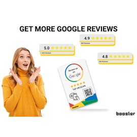 Booster for Google Review Tap Cards from Booster Review - Tap for Instant Reviews - Compatible with All Phones - Smart Tap Reusable NFC & QR - Boost Business Reviews (10-Pack)