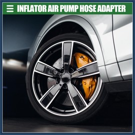 INFINAUTO Universal Inflator Air Pump Hose Adapter Tyre Valve Inflator Hose with Lock on Air Chuck, 30cm Hose Length, Close, Copper Steel Rubber, Black Durable Material Stylish Design