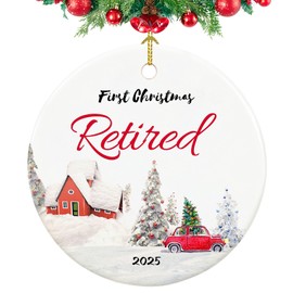 Retirement Ornament 2025, First Christmas Retired Ornament 2025, Retirement Gifts for Women,Coworker,Teacher,Nurse, 2.9" Ceramic Retired Christmas Ornaments 2025